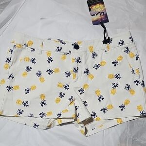 BeBop Pineapple Lightweight Summer Shorts Cotton Sz 7